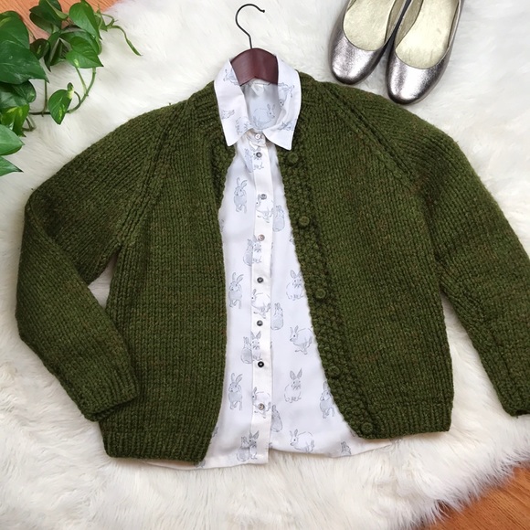Vintage Sweaters - Vintage handmade green sweater
